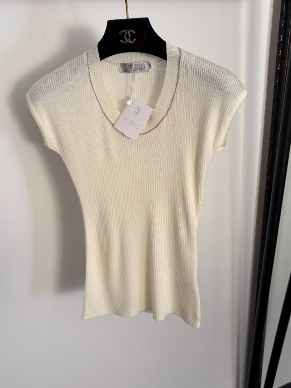 Brunello Cucinelli Beaded-Chain Crewneck Knit Sweater